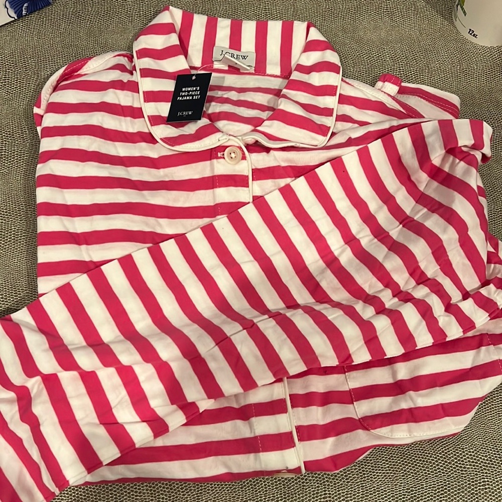 NWT Never Worn J. Crew Pink & White Striped Pajamas